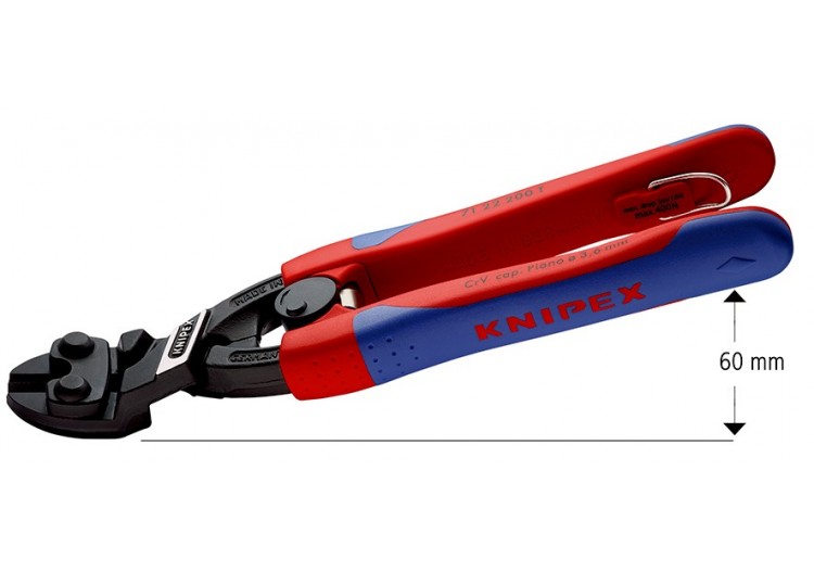 Pince coupe-boulon CoBolt® 200mm à 20° avec ressort - Bi-matière - Antichute - Knipex - 7122200T