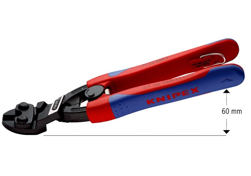 Pince coupe-boulon CoBolt® 200mm à 20° avec ressort - Bi-matière - Antichute - Knipex - 7122200T