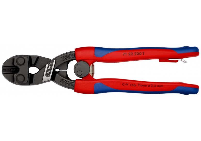 Pince coupe-boulon CoBolt® 200mm à 20° avec ressort - Bi-matière - Antichute - Knipex - 7122200T
