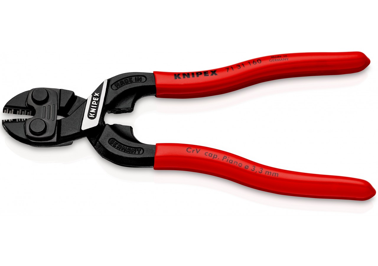 Coupe-boulon compact CoBolt® avec profil de coupe ajouré - 160mm - Gainage PVC - Knipex - 7131160