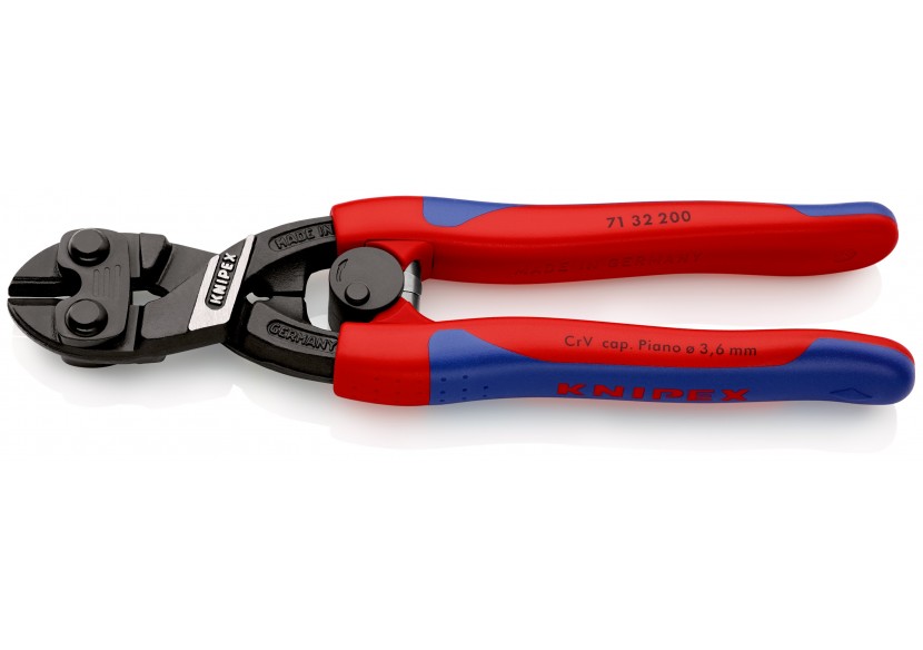 Pince coupe-boulon CoBolt® profil de coupe ajouré 200mm - Bi-matière - 64 HRC - Knipex - 7132200