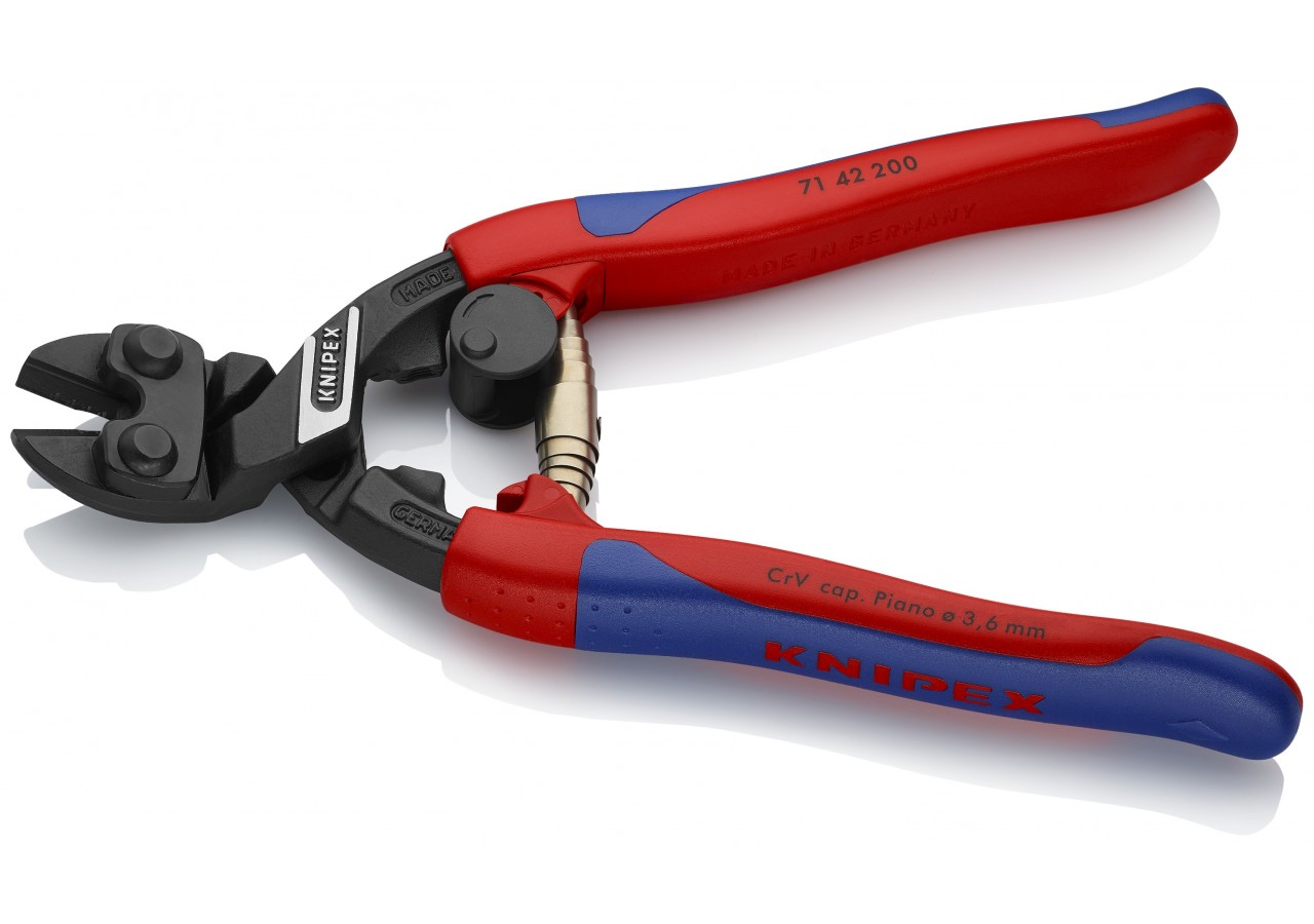Coupe boulons compact Cobolt® Evidé - Coudé - Gainage bi-matière - Avec ressort - Knipex - 7142200