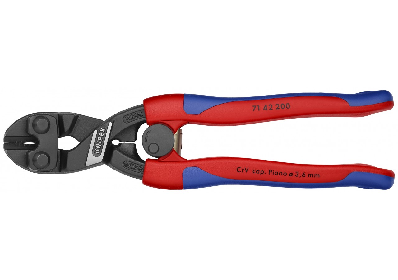 Coupe boulons compact Cobolt® Evidé - Coudé - Gainage bi-matière - Avec ressort - Knipex - 7142200