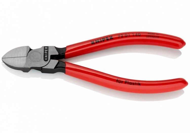 Pince coupante de côté sans biseau pour plastique avec ressort 140mm Gainage PVC - Knipex - 7201140