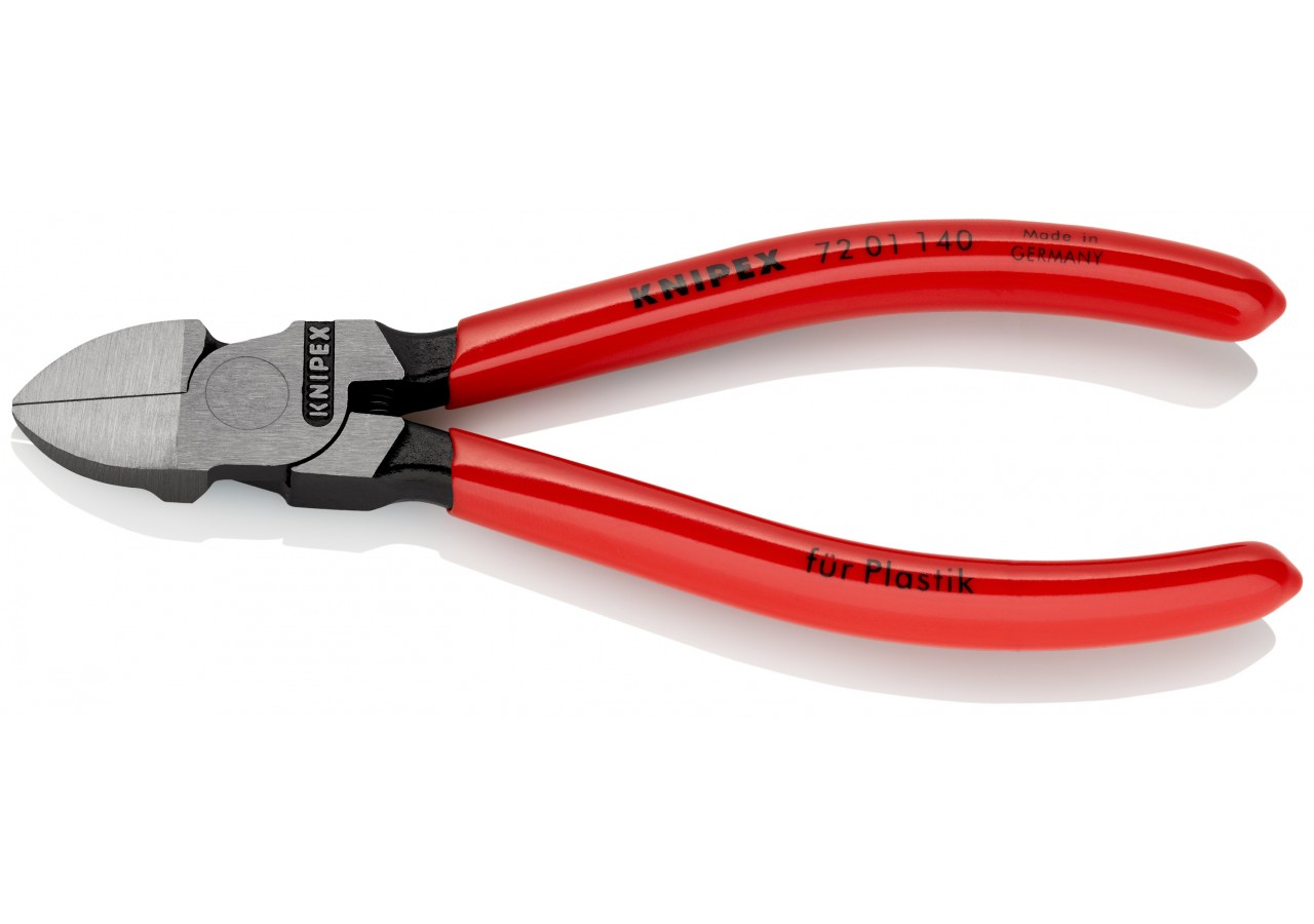 Pince coupante de côté sans biseau pour plastique avec ressort 140mm Gainage PVC - Knipex - 7201140