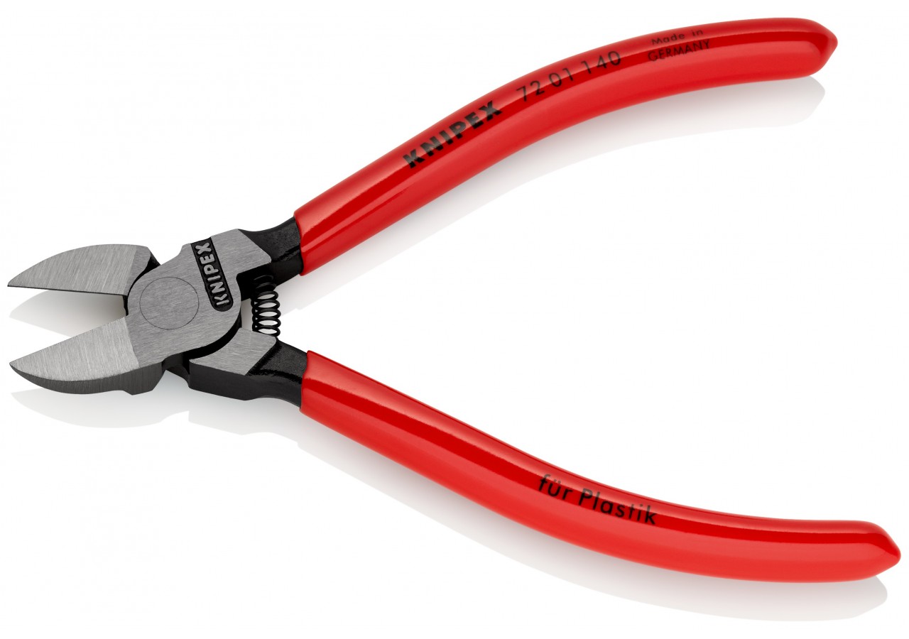 Pince coupante de côté sans biseau pour plastique avec ressort 140mm Gainage PVC - Knipex - 7201140