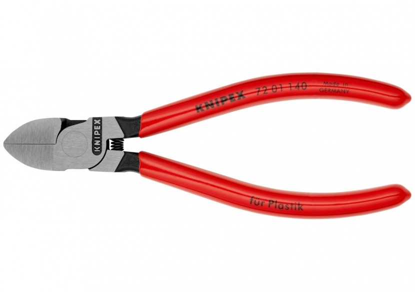 Pince coupante de côté sans biseau pour plastique avec ressort 140mm Gainage PVC - Knipex - 7201140