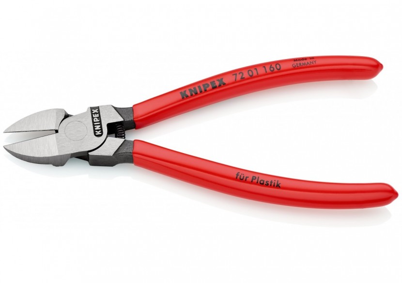 Pince coupante de côté sans biseau pour plastique avec ressort 160mm Gainage PVC - Knipex - 7201160
