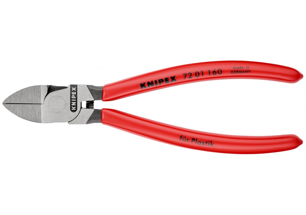Pince coupante de côté sans biseau pour plastique avec ressort 160mm Gainage PVC - Knipex - 7201160