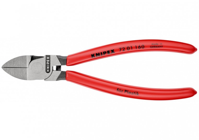 Pince coupante de côté sans biseau pour plastique avec ressort 160mm Gainage PVC - Knipex - 7201160