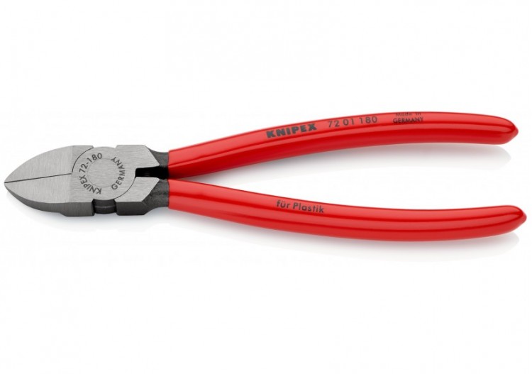 Pince coupante de côté sans biseau pour plastique avec ressort 180mm Gainage PVC - Knipex - 7201180