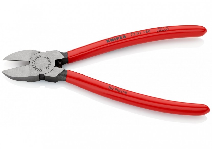 Pince coupante de côté sans biseau pour plastique avec ressort 180mm Gainage PVC - Knipex - 7201180