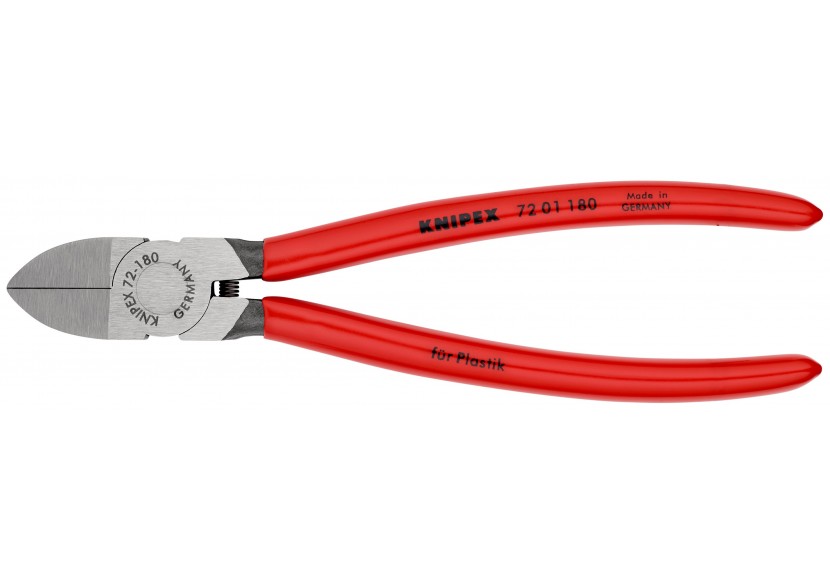 Pince coupante de côté sans biseau pour plastique avec ressort 180mm Gainage PVC - Knipex - 7201180
