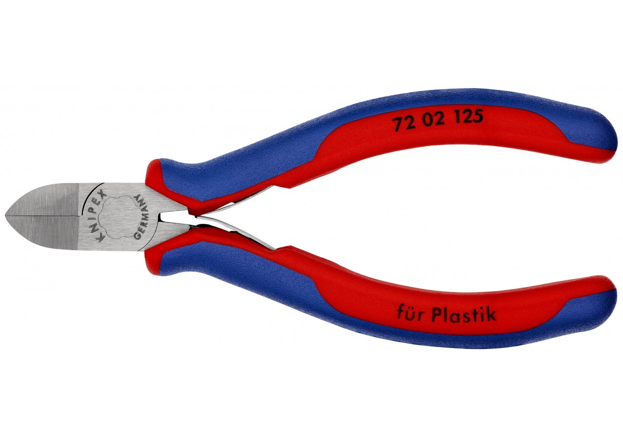 Pince coupante de côté sans biseau pour plastique avec ressort 125mm Gainage PVC - Knipex - 7202125