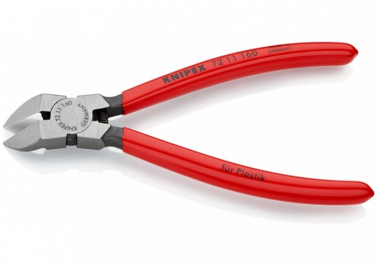 Pince coupante de côté pour plastique avec ressort 160mm à 45° - Gainage PVC - Knipex - 7211160 2