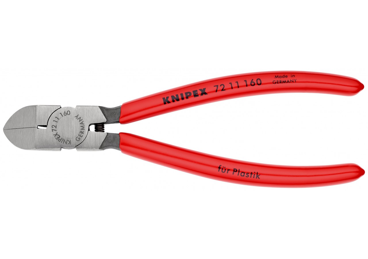 Pince coupante de côté pour plastique avec ressort 160mm à 45° - Gainage PVC - Knipex - 7211160