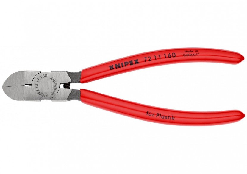 Pince coupante de côté pour plastique avec ressort 160mm à 45° - Gainage PVC - Knipex - 7211160