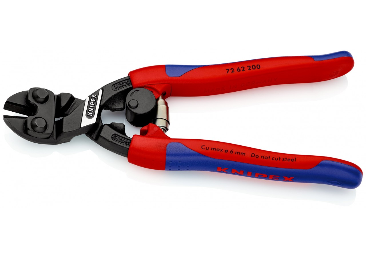 Pince coupante à ras démultipliée métaux tendres et plastiques 200mm Bi-matière - Knipex - 7262200