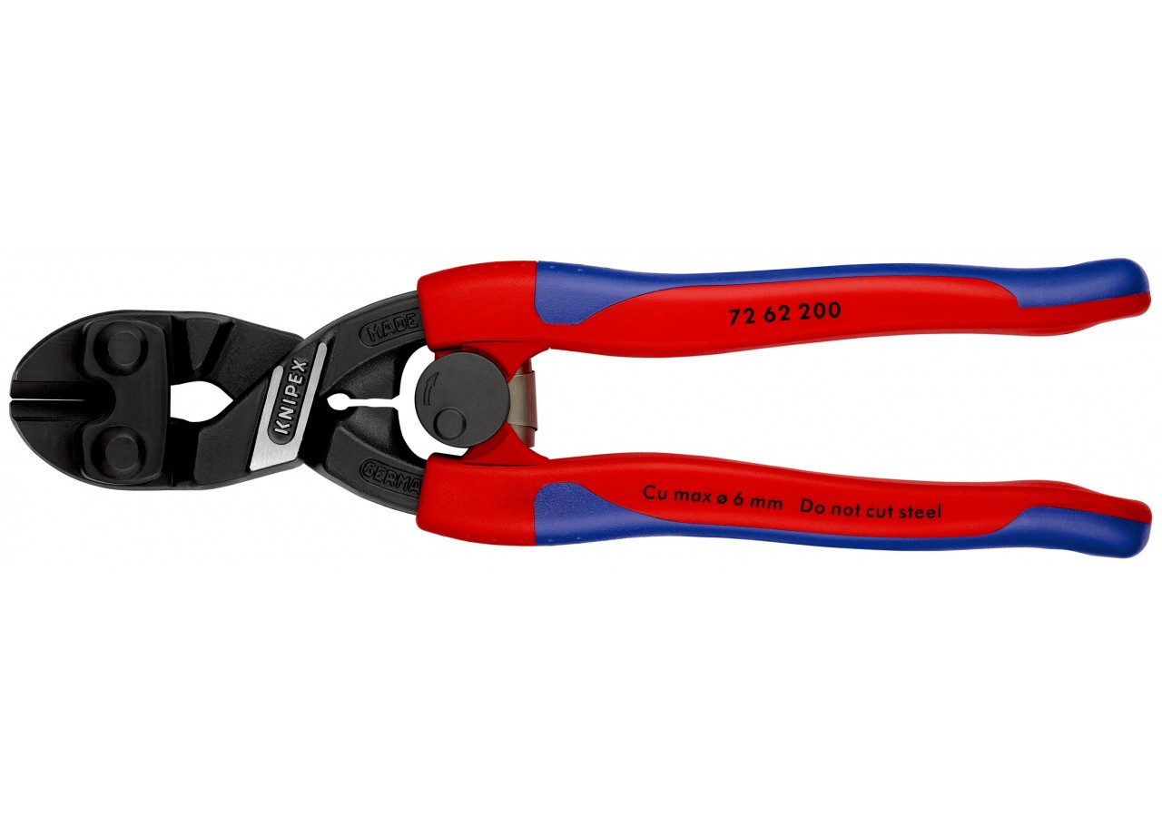 Pince coupante à ras démultipliée métaux tendres et plastiques 200mm Bi-matière - Knipex - 7262200