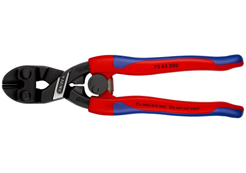 Pince coupante à ras démultipliée métaux tendres et plastiques 200mm Bi-matière - Knipex - 7262200