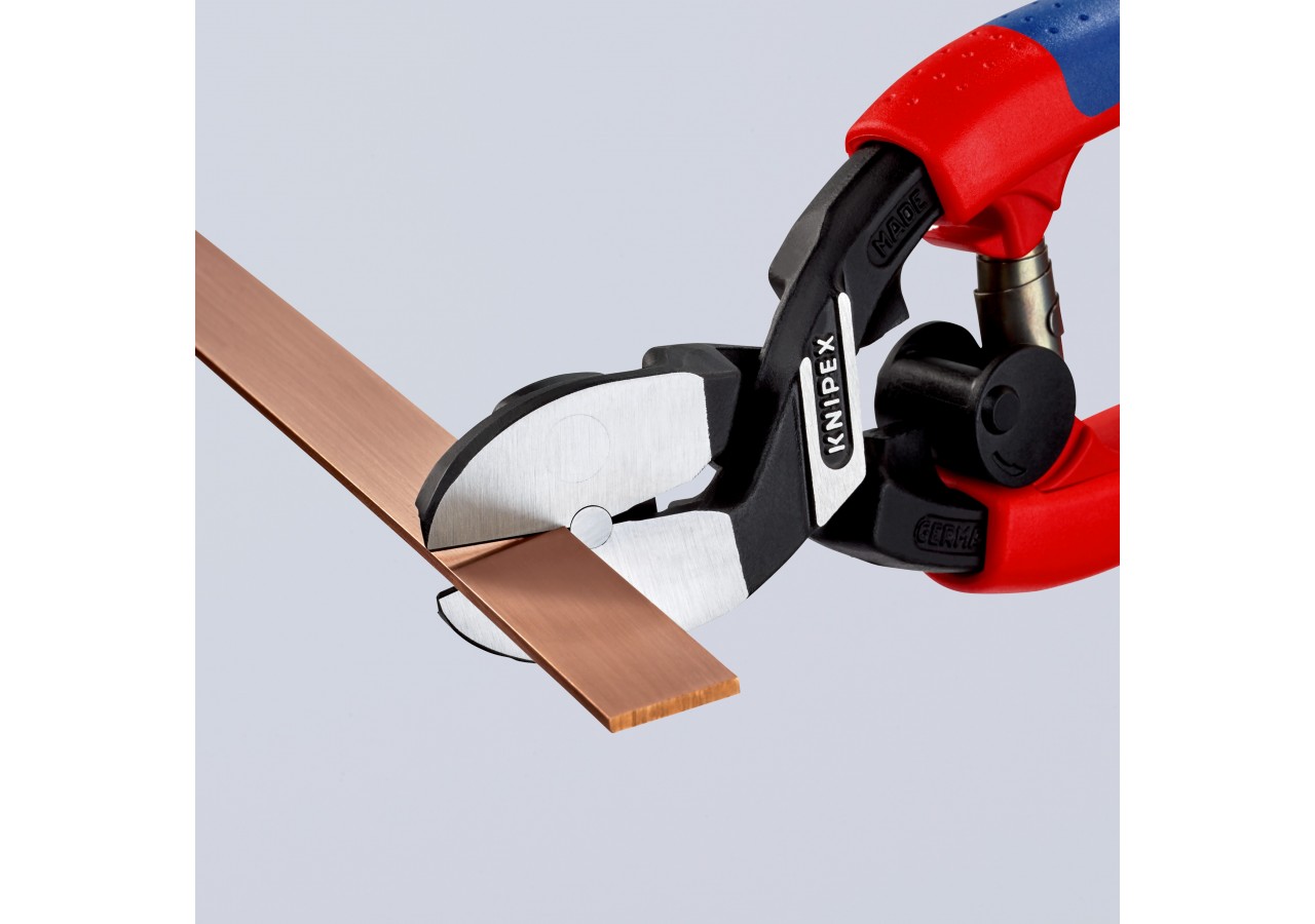 Pince coupante à ras démultipliée métaux tendres et plastiques 200mm Bi-matière - Knipex - 7262200