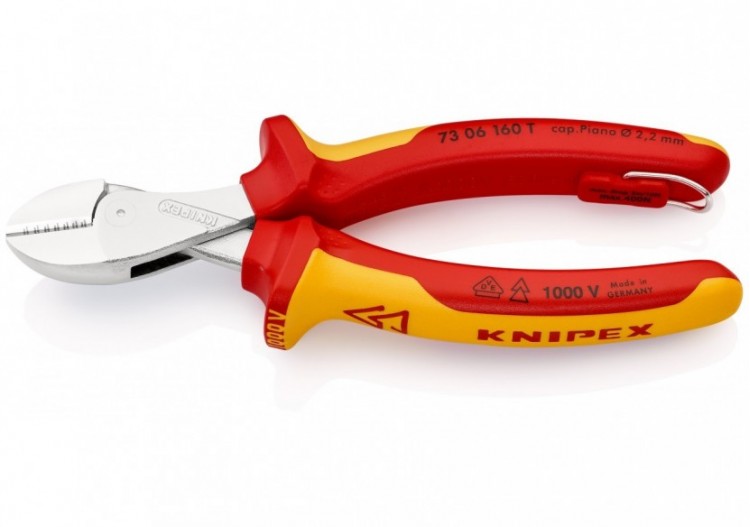 Pince coupante de côté X-Cut® 160mm - Bi-matière - Chromée - 1000V - Antichute - Knipex - 7306160T