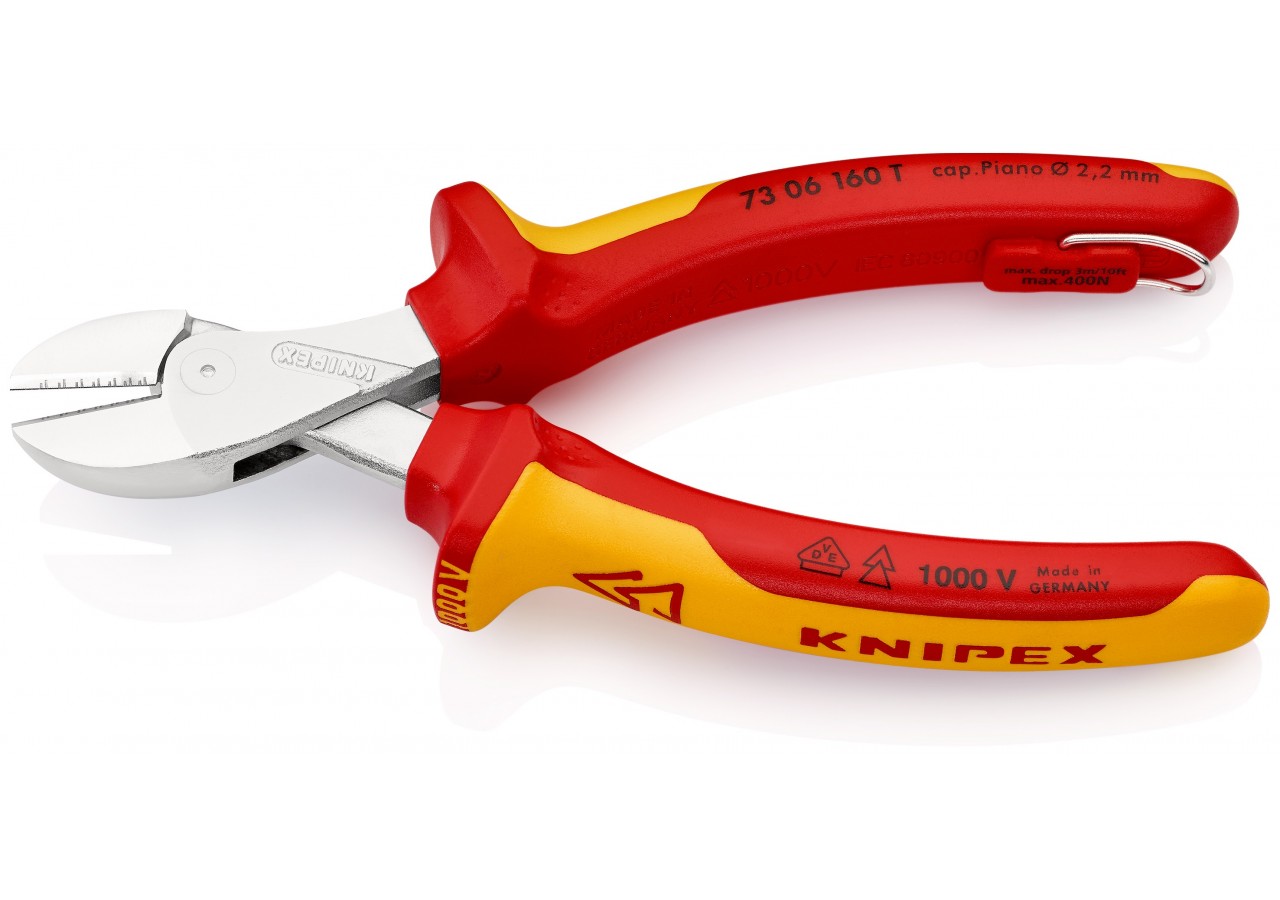 Pince coupante de côté X-Cut® 160mm - Bi-matière - Chromée - 1000V - Antichute - Knipex - 7306160T