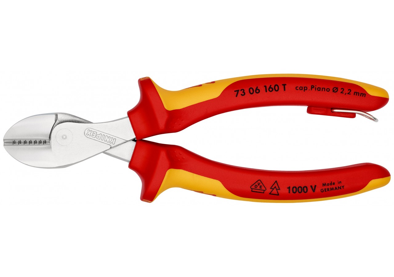 Pince coupante de côté X-Cut® 160mm - Bi-matière - Chromée - 1000V - Antichute - Knipex - 7306160T