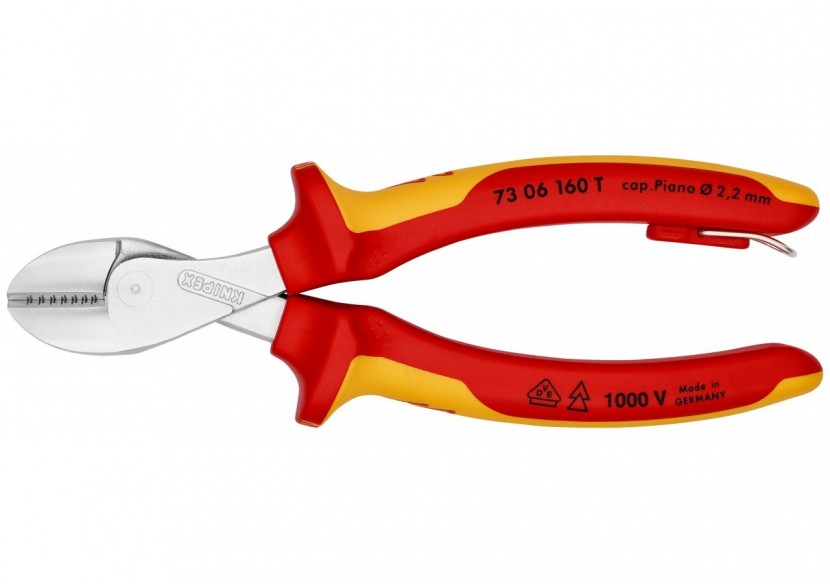 Pince coupante de côté X-Cut® 160mm - Bi-matière - Chromée - 1000V - Antichute - Knipex - 7306160T