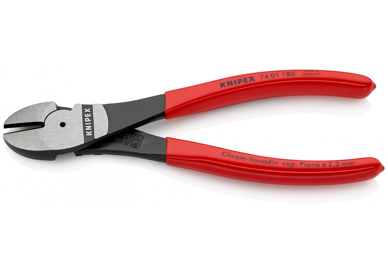 Pince coupante de côté forte démultiplication 180mm - Gainage PVC - Knipex - 7401180