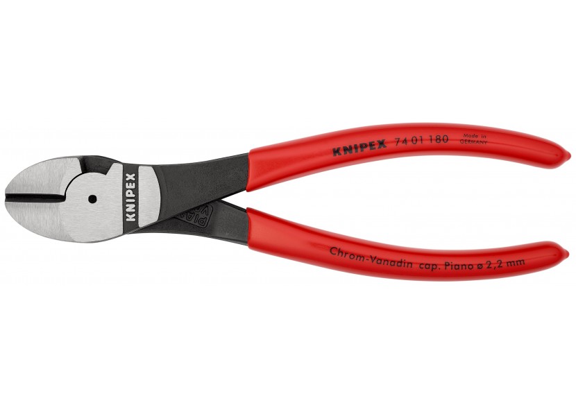 Pince coupante de côté forte démultiplication 180mm - Gainage PVC - Knipex - 7401180