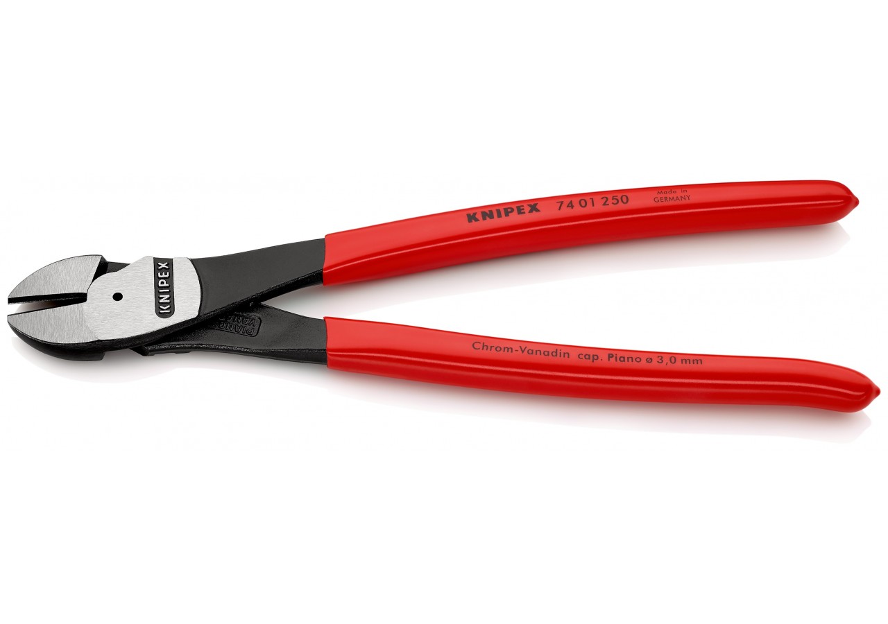 Pince coupante de côté forte démultiplication 250mm - Gainage PVC - Knipex - 7401250