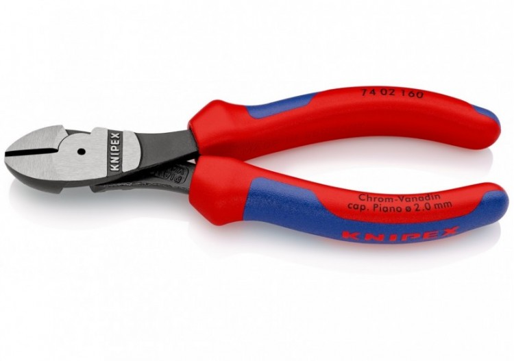 Pince coupante de côté forte démultiplication 160mm - Gainage Bi-matière - Knipex - 7402160
