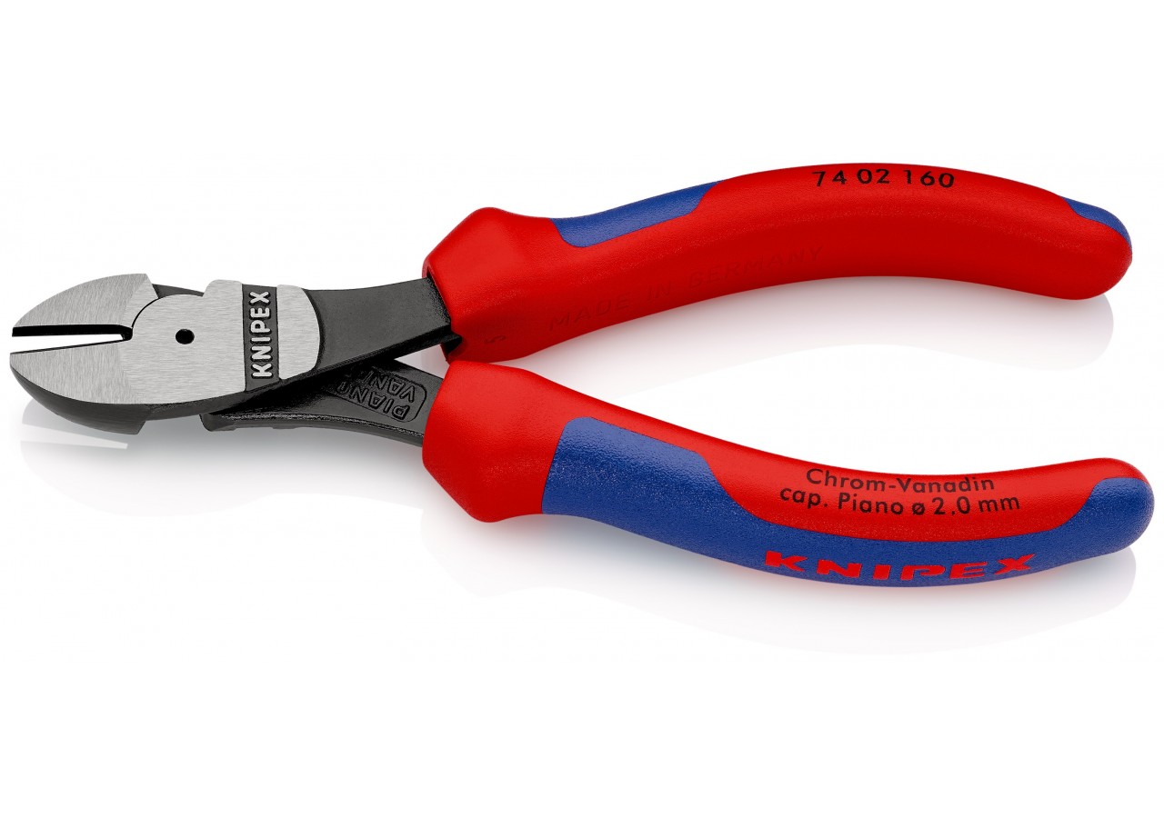 Pince coupante de côté forte démultiplication 160mm - Gainage Bi-matière - Knipex - 7402160