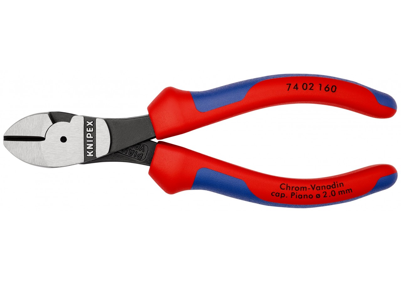 Pince coupante de côté forte démultiplication 160mm - Gainage Bi-matière - Knipex - 7402160