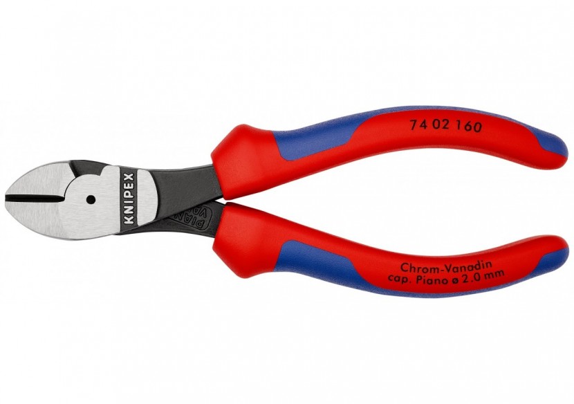 Pince coupante de côté forte démultiplication 160mm - Gainage Bi-matière - Knipex - 7402160