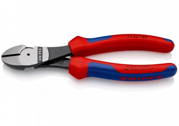 Pince coupante de côté forte démultiplication 180mm - Gainage Bi-matière - Knipex - 7402180