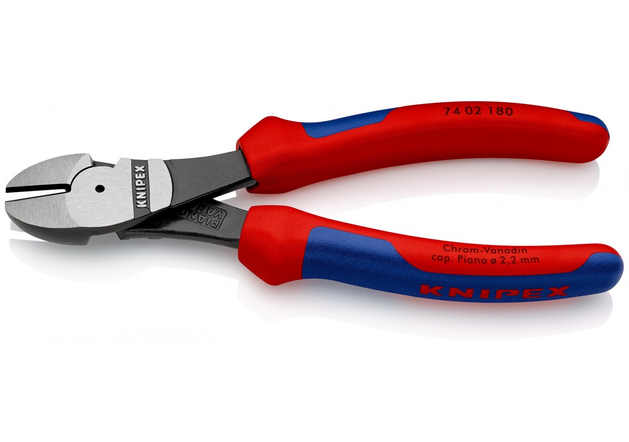 Pince coupante de côté forte démultiplication 180mm - Gainage Bi-matière - Knipex - 7402180