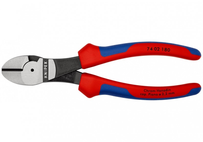 Pince coupante de côté forte démultiplication 180mm - Gainage Bi-matière - Knipex - 7402180