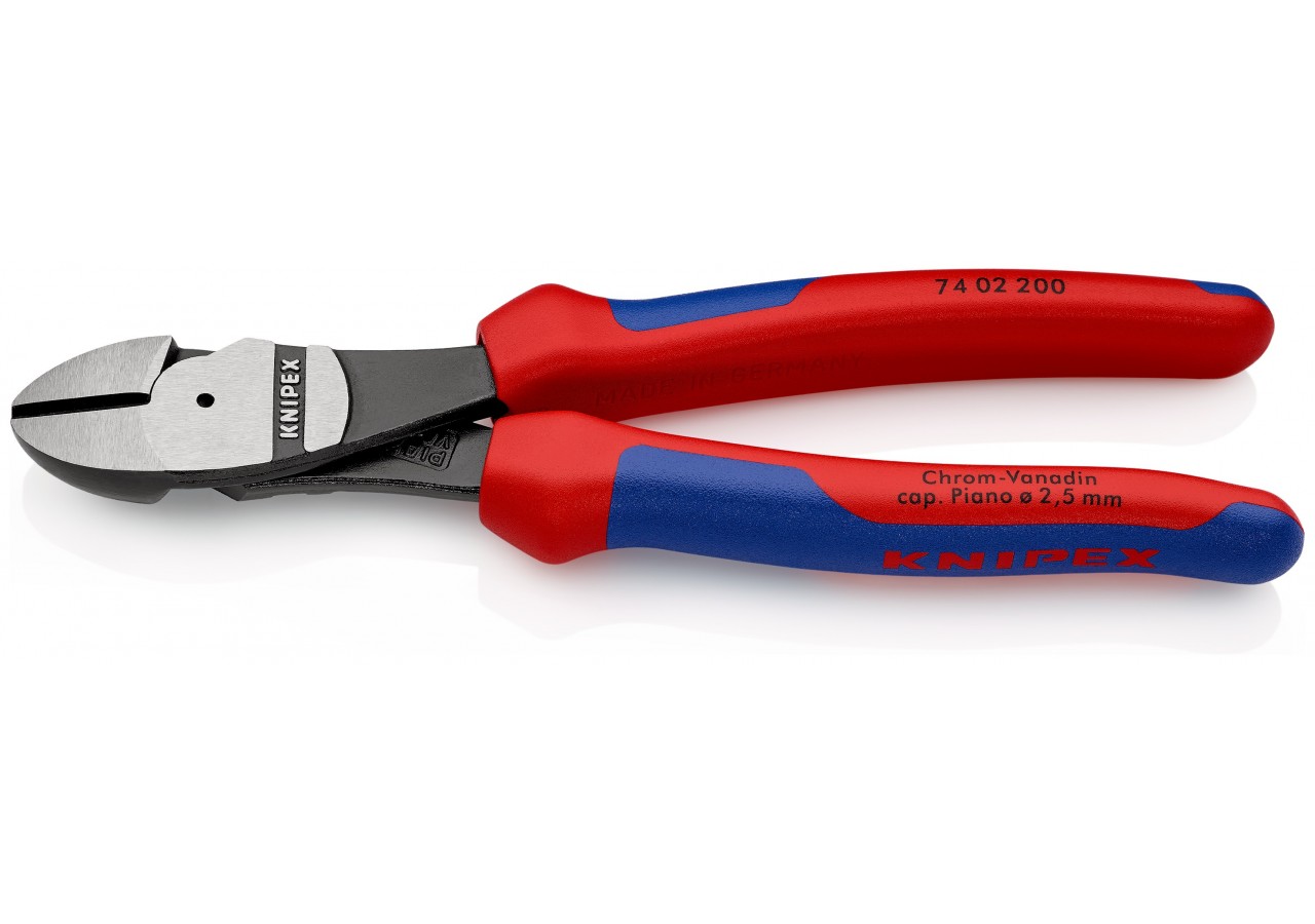 Pince coupante de côté forte démultiplication 200mm - Gainage Bi-matière - Knipex - 7402200