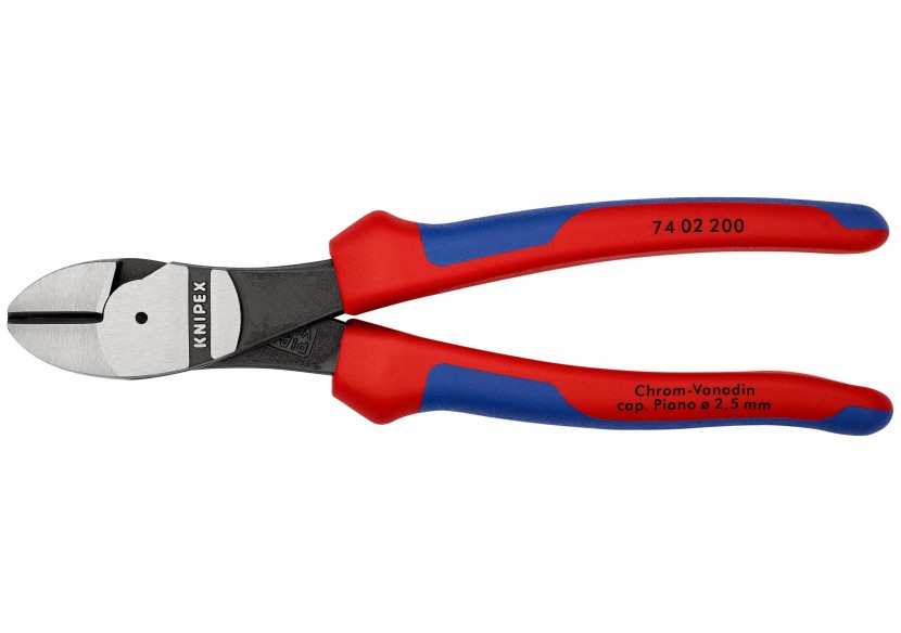 Pince coupante de côté forte démultiplication 200mm - Gainage Bi-matière - Knipex - 7402200
