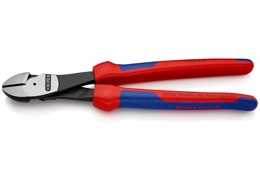 Pince coupante de côté forte démultiplication 250mm - Gainage Bi-matière - Knipex - 7402250