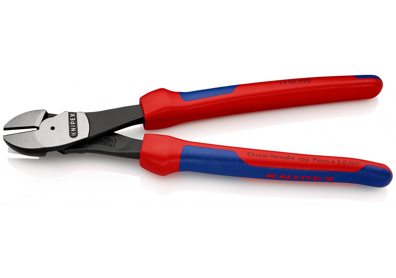 Pince coupante de côté forte démultiplication 250mm - Gainage Bi-matière - Knipex - 7402250