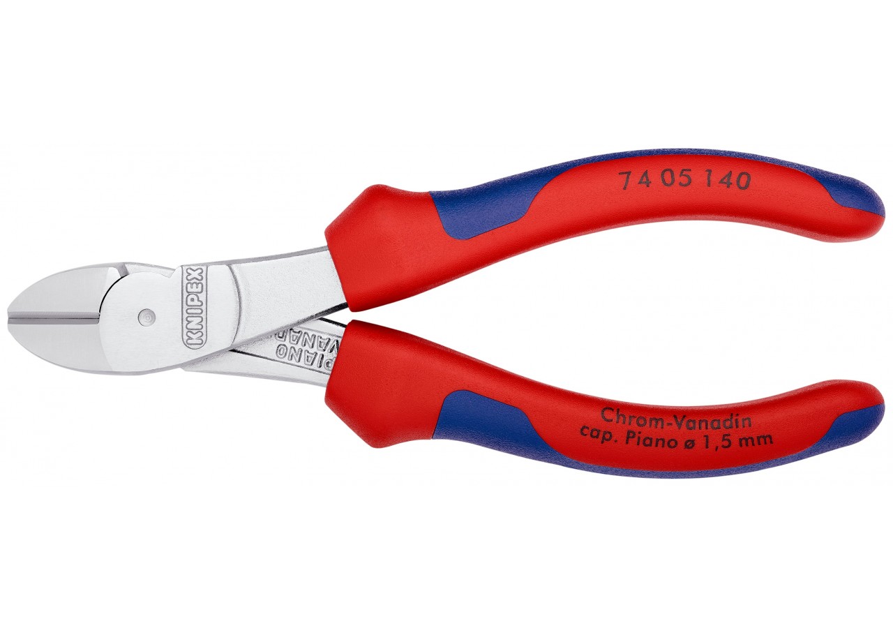 Pince coupante forte démultiplication 140mm - Gainage Bi-matière - Chromée - Knipex - 7405140