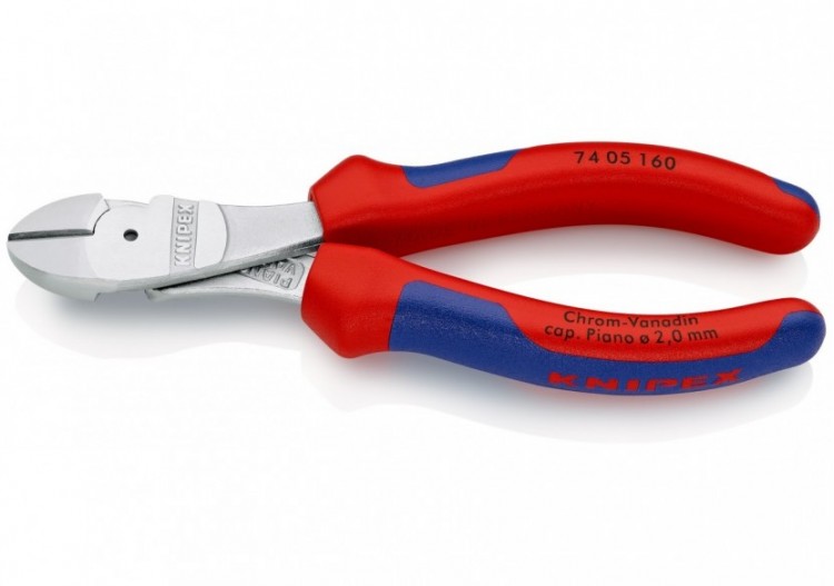 Pince coupante forte démultiplication 160mm - Gainage Bi-matière - Chromée - Knipex - 7405160