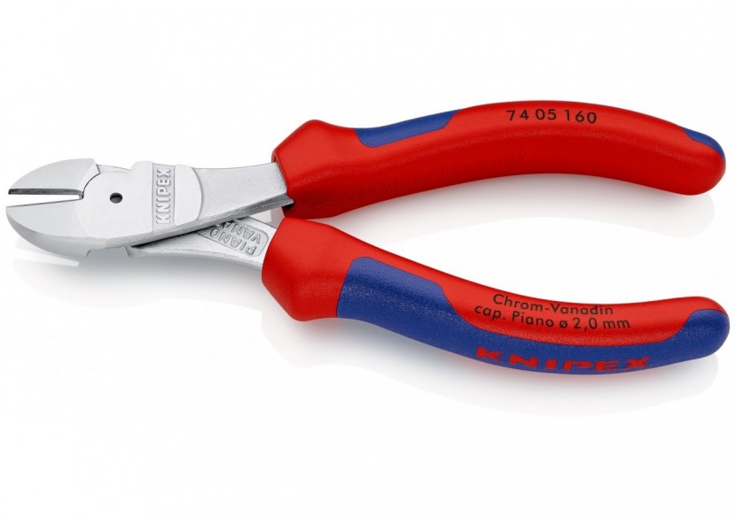 Pince coupante forte démultiplication 160mm - Gainage Bi-matière - Chromée - Knipex - 7405160