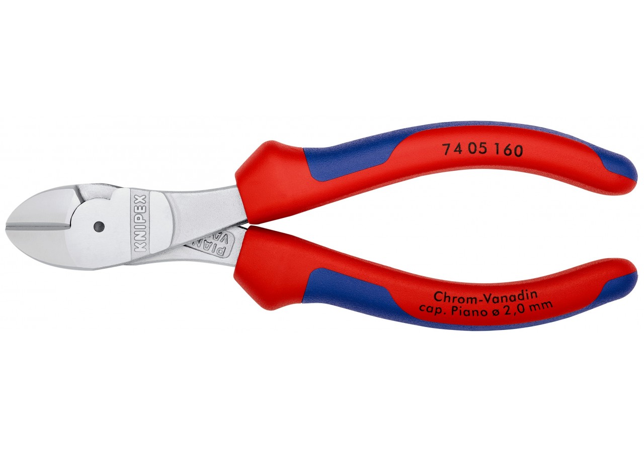 Pince coupante forte démultiplication 160mm - Gainage Bi-matière - Chromée - Knipex - 7405160