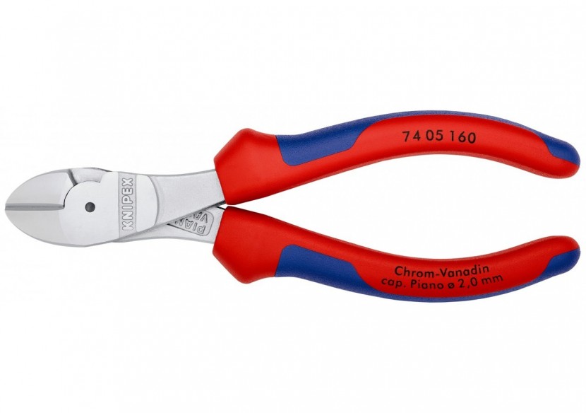 Pince coupante forte démultiplication 160mm - Gainage Bi-matière - Chromée - Knipex - 7405160