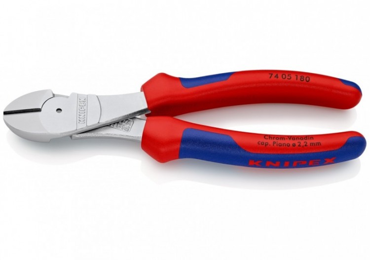 Pince coupante forte démultiplication 180mm - Gainage Bi-matière - Chromée - Knipex - 7405180