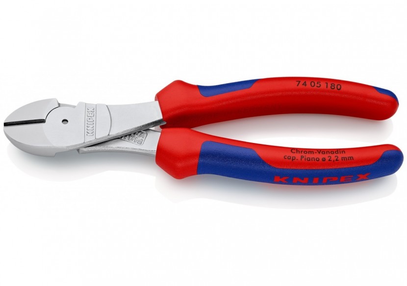 Pince coupante forte démultiplication 180mm - Gainage Bi-matière - Chromée - Knipex - 7405180